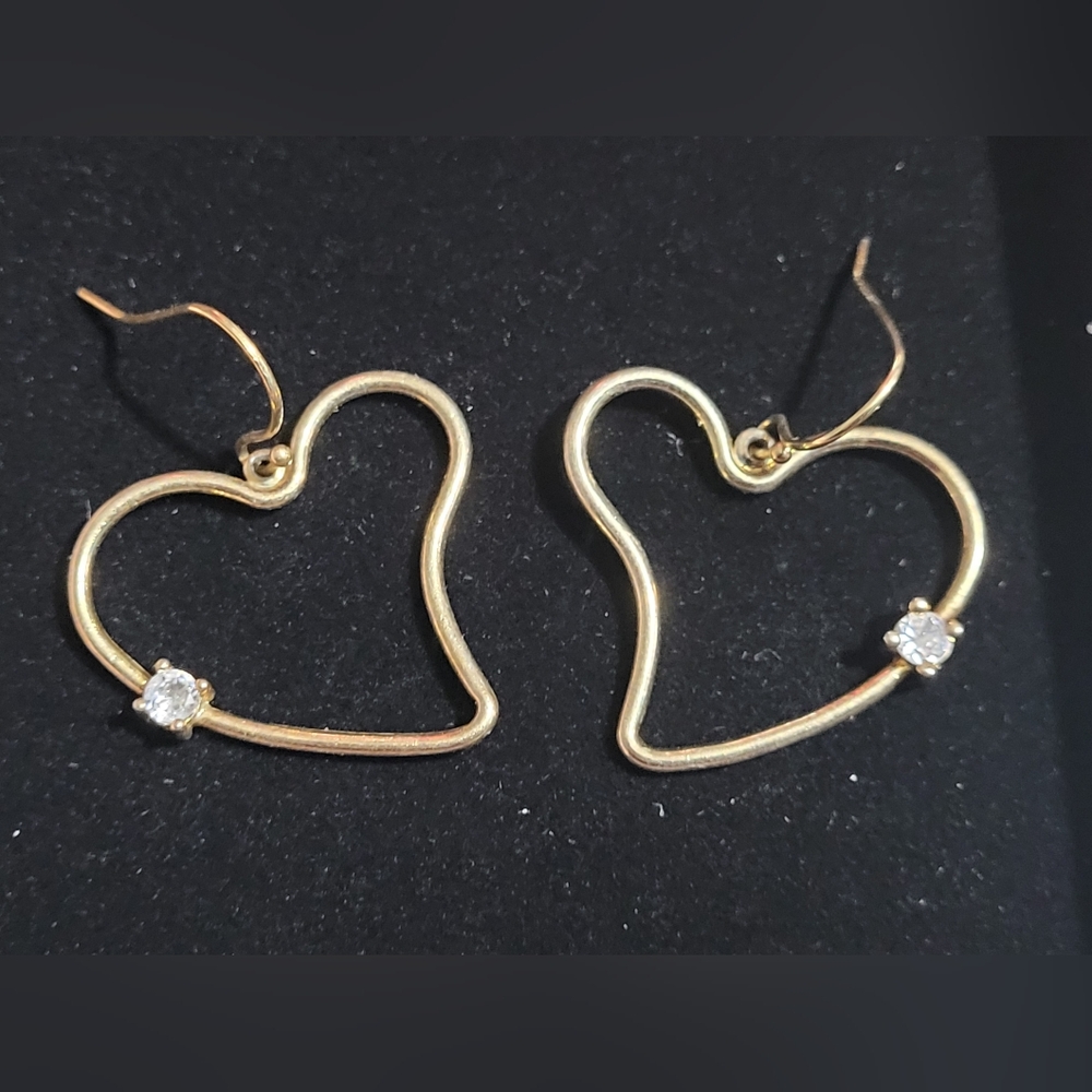 Vintage Avon Gold Tone With Cubic Zirconia Diamonds Hook Back Dangle Earrings